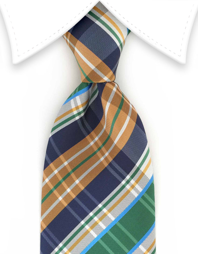 Caramel, Green & Navy Blue Plaid Necktie – GentlemanJoe