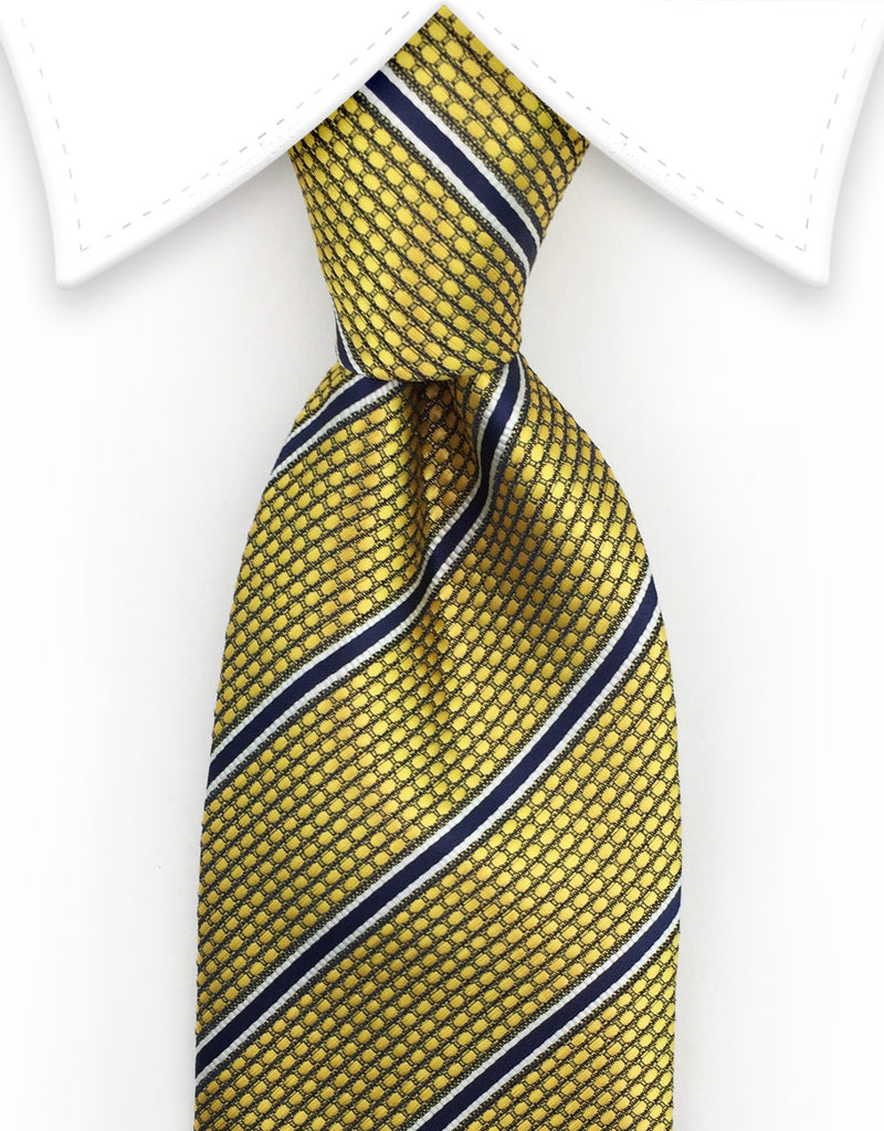 Gold and Navy Striped Tie – GentlemanJoe