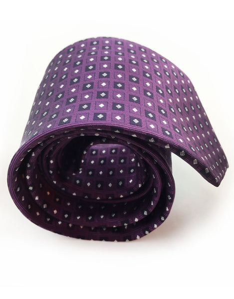 Grape Purple Tie with Squares and Diamonds – GentlemanJoe