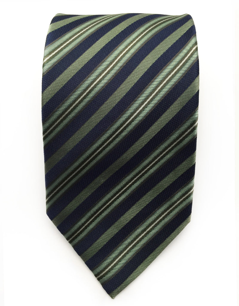 Navy Blue & Green Striped Tie – GentlemanJoe