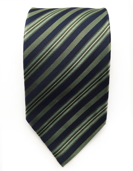 Navy Blue & Green Striped Tie – GentlemanJoe