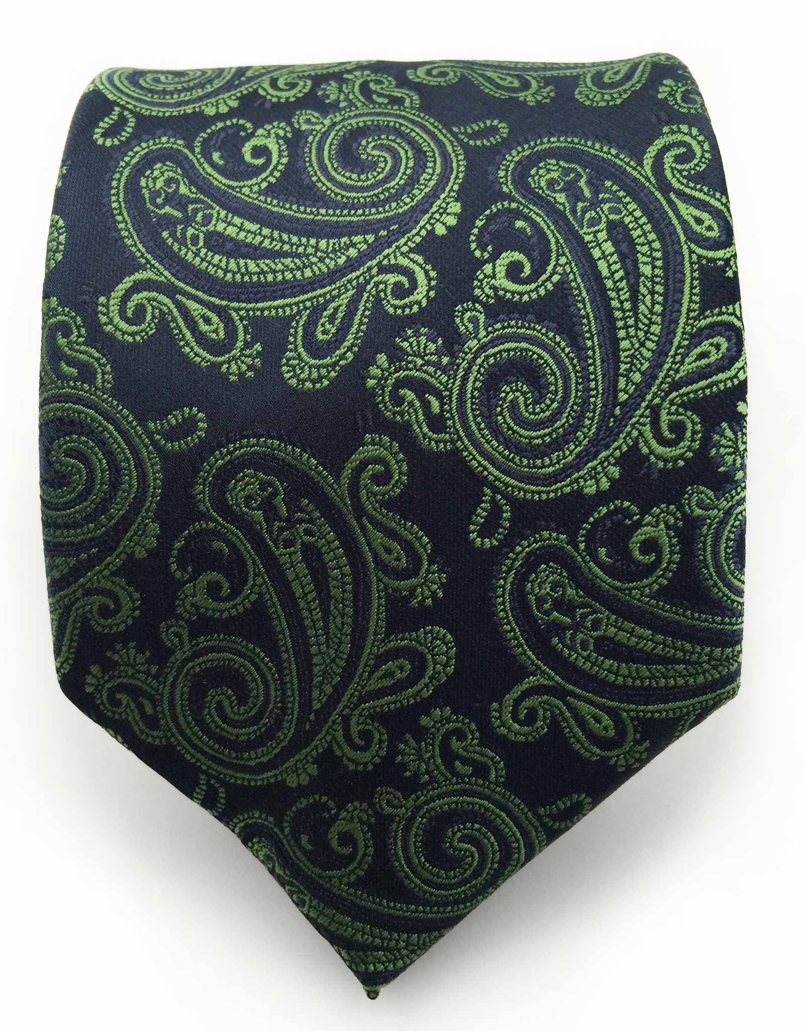 Midnight Navy Blue & Green Paisley Necktie – GentlemanJoe