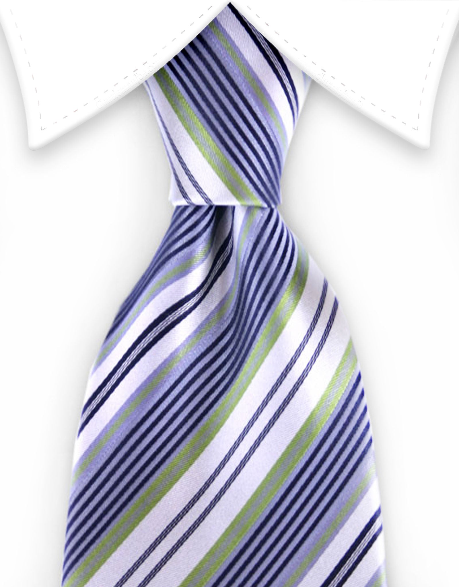 Green, Black, Ivory & Silver Striped Necktie – GentlemanJoe