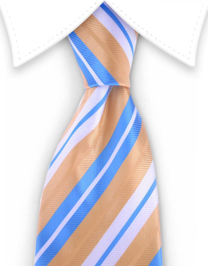 Light Blue, Gold & White Striped Tie – GentlemanJoe