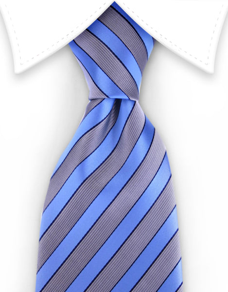 Light Blue & Silver Striped Tie – GentlemanJoe