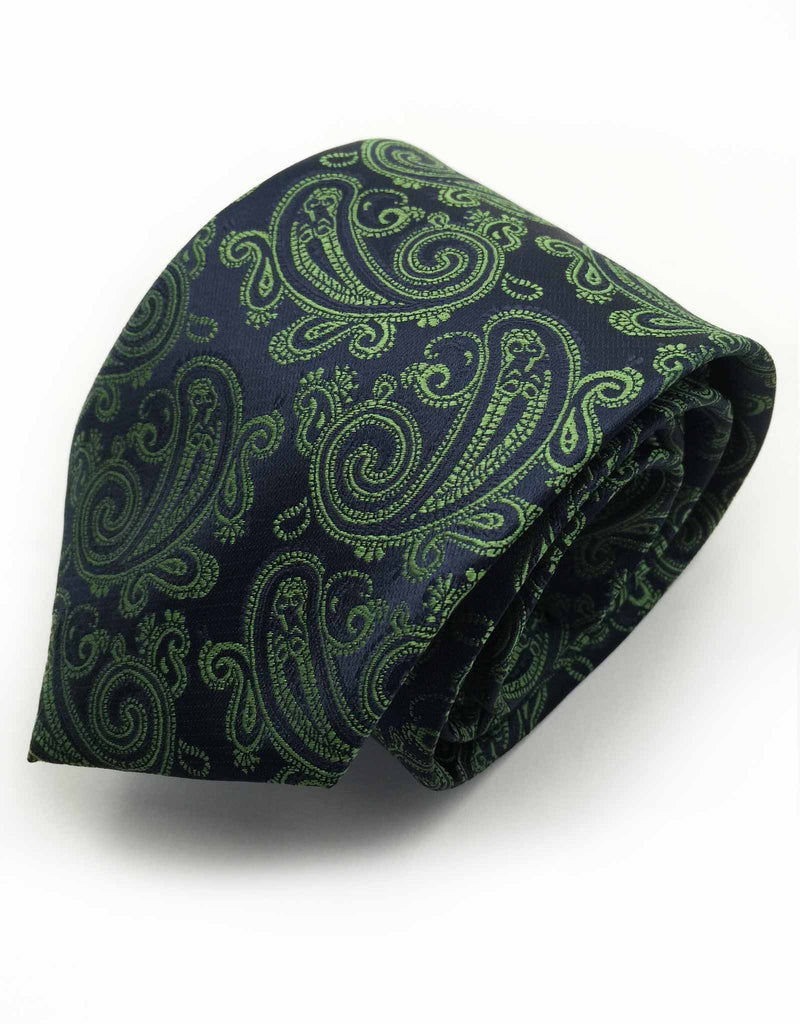 Midnight Navy Blue & Green Paisley Necktie – GentlemanJoe