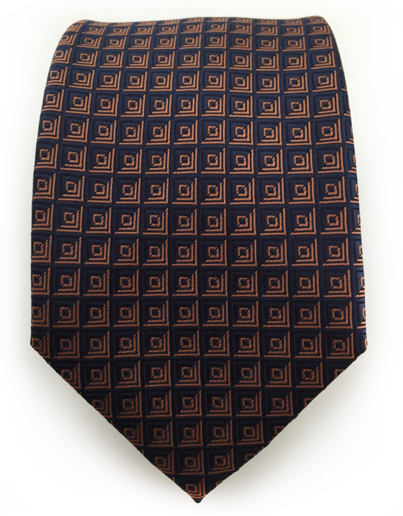 Navy & Orange Geometric Tie – GentlemanJoe