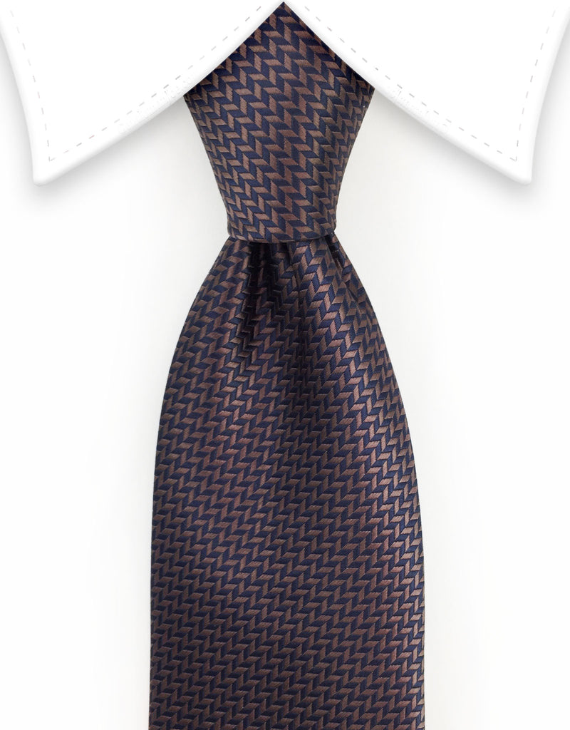 Navy & Brown Herringbone Tie – GentlemanJoe