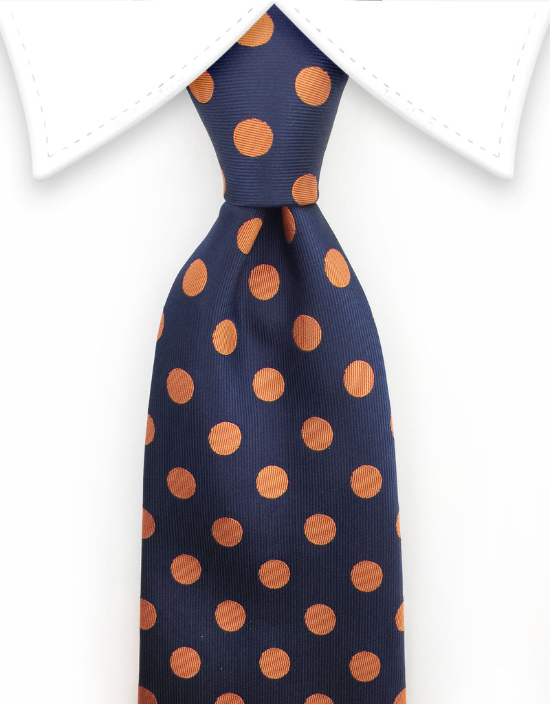 Navy Blue & Orange Polka Dot Necktie – GentlemanJoe