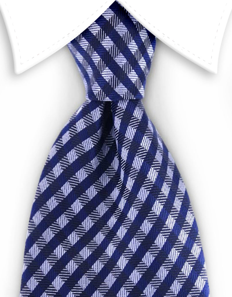 Navy & Silver Crisscross Necktie – GentlemanJoe