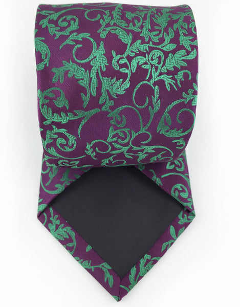 Purple & Green Vintage Floral Tie with Pocket Square – GentlemanJoe