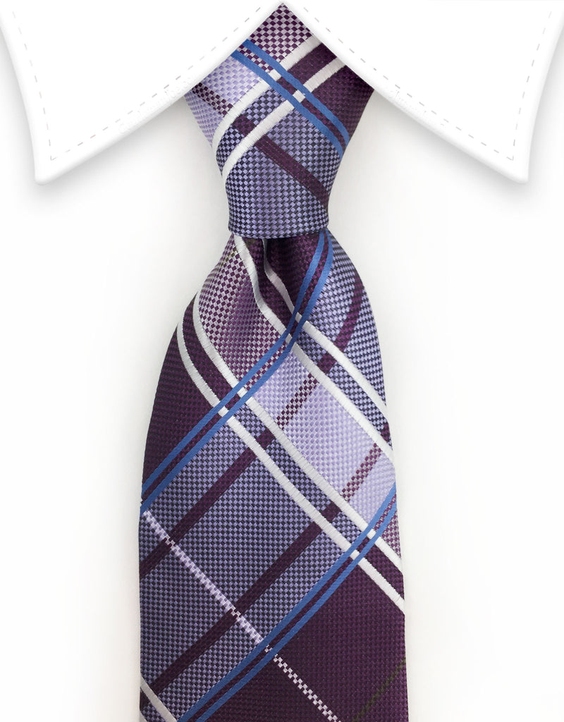 Purple, Lilac & Blue Plaid Tie – GentlemanJoe