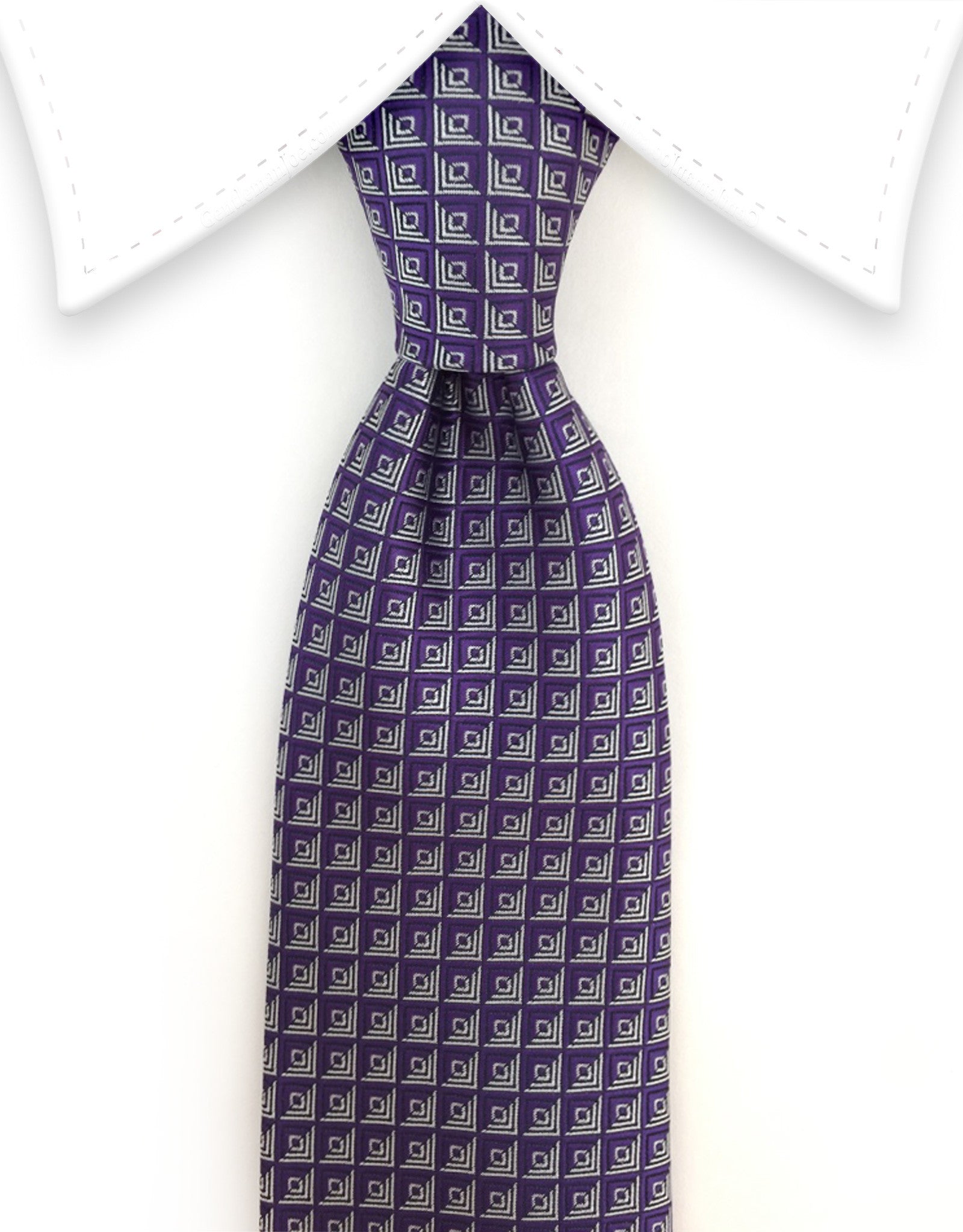 Purple Tie with Silver Squares – GentlemanJoe