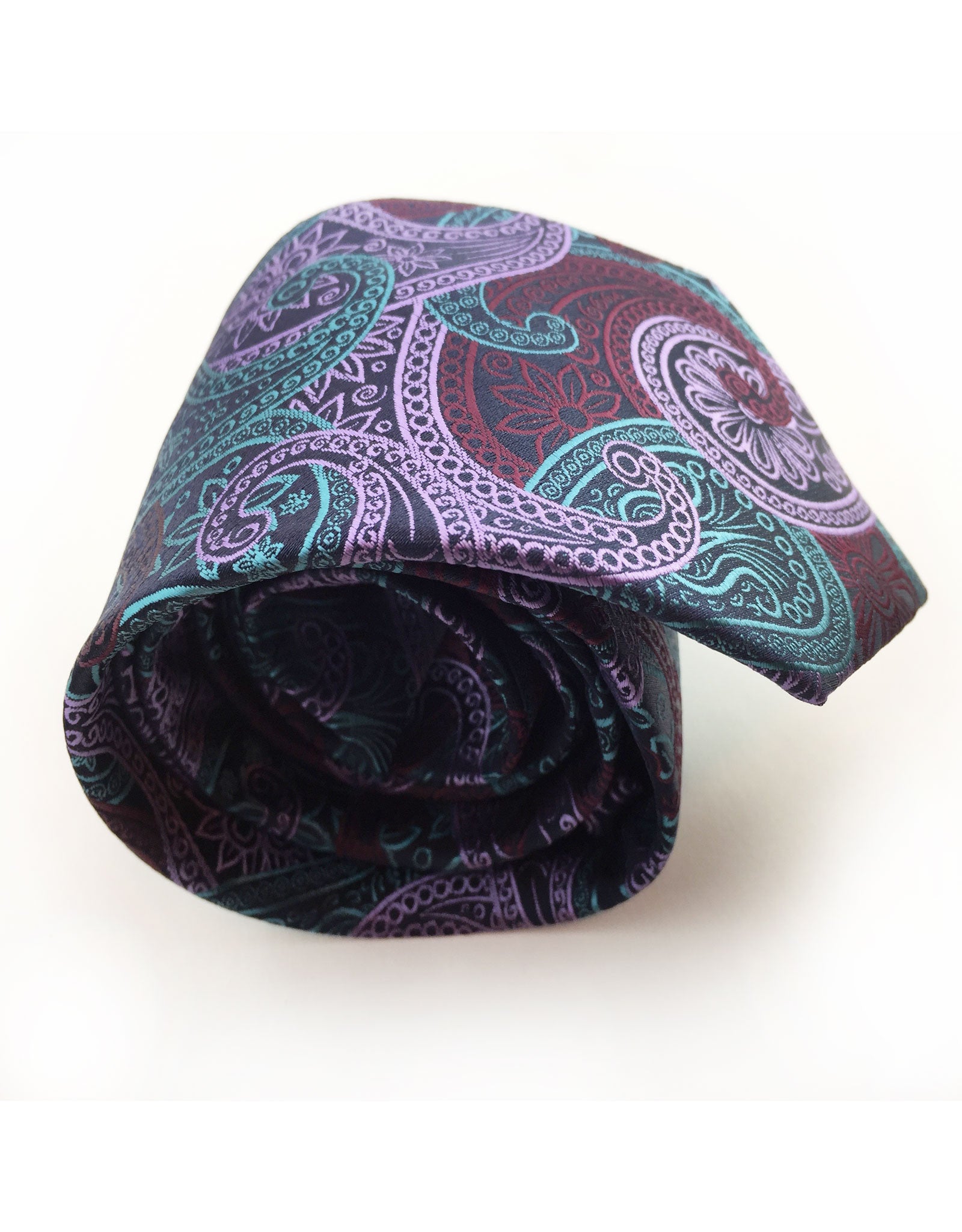 Purple, Burgundy & Teal Paisley Tie – GentlemanJoe