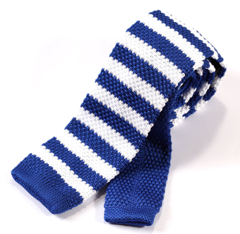 Royal Blue & White Striped Knit Tie – GentlemanJoe