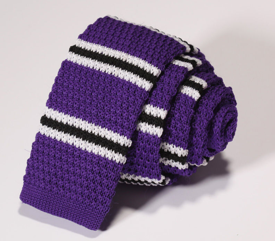 Purple, Black & White Skinny Knit Tie – GentlemanJoe