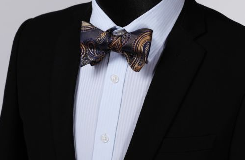 Self tie Navy and Gold Paisley Bow Tie – GentlemanJoe