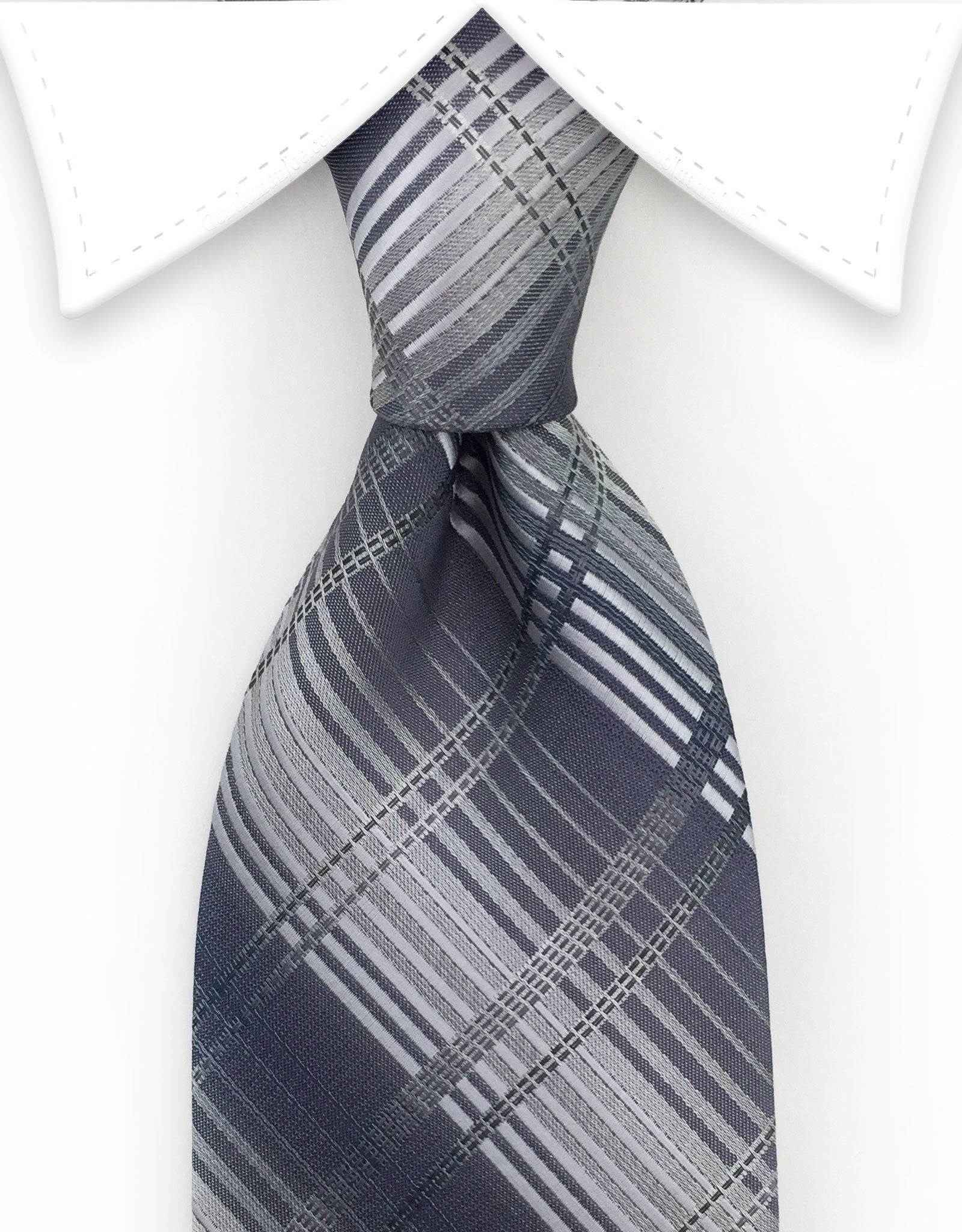 Silver Gray Plaid Tie – GentlemanJoe