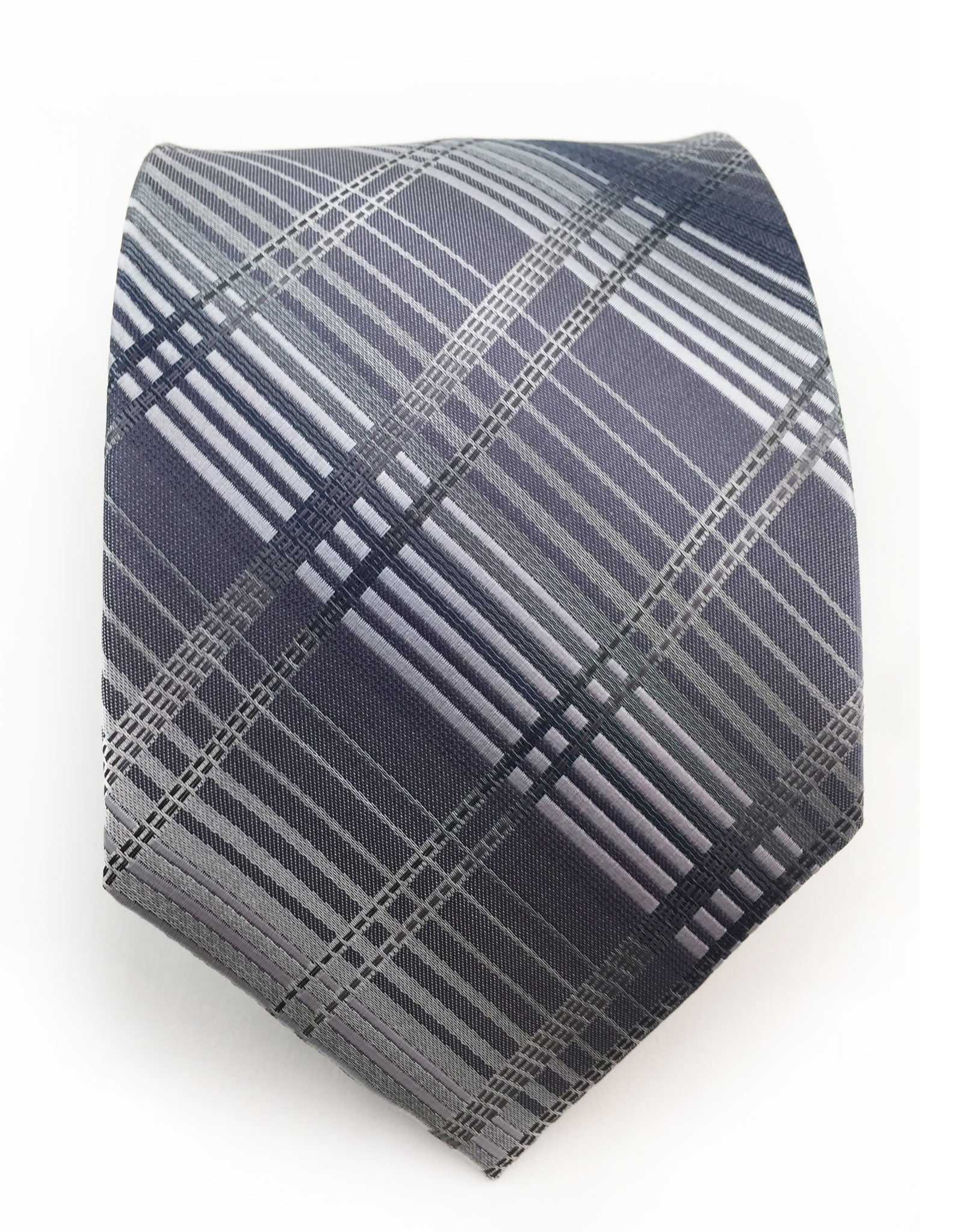 Silver Gray Plaid Tie – GentlemanJoe