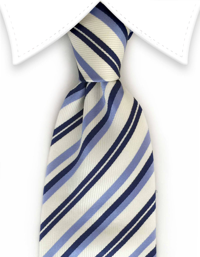 Navy, Blue & White Thin Striped Tie – GentlemanJoe