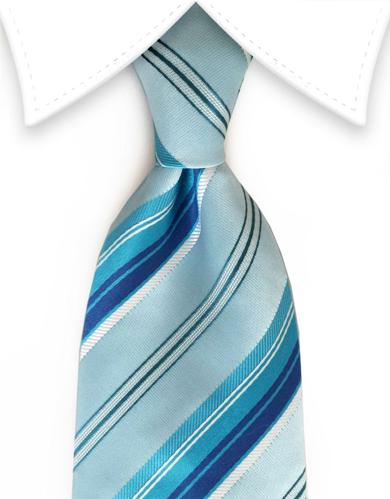 Turquoise, Blue & White Striped Tie – GentlemanJoe