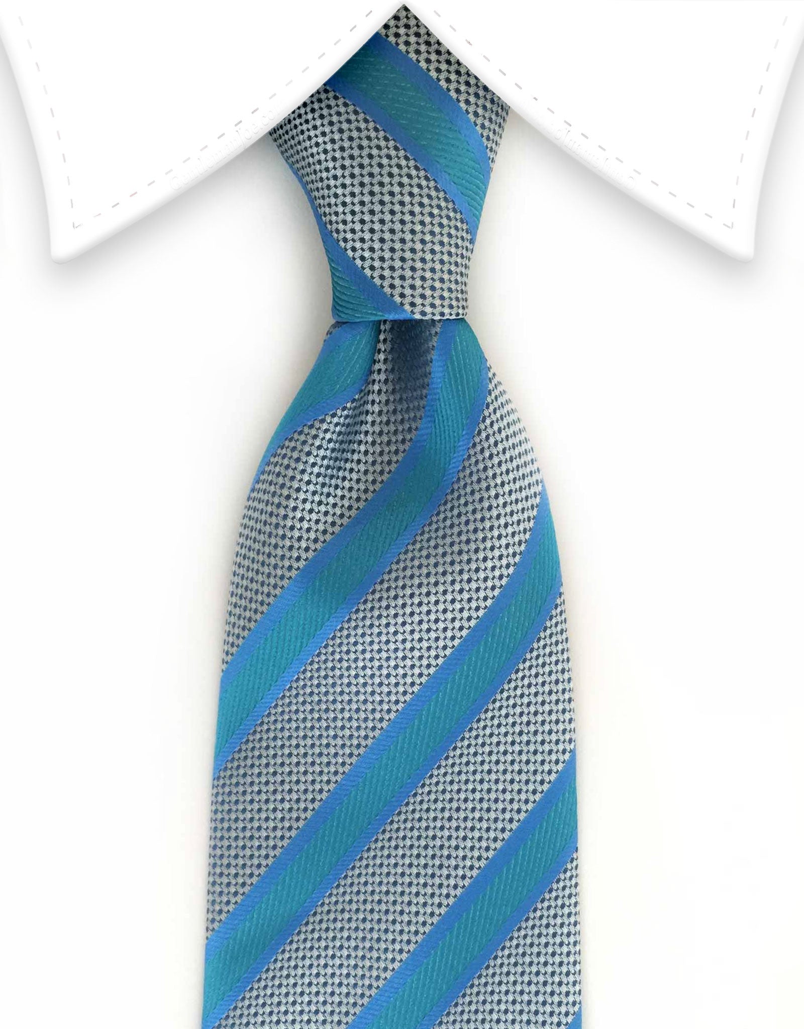 Turquoise, Green & Silver Striped Tie – GentlemanJoe