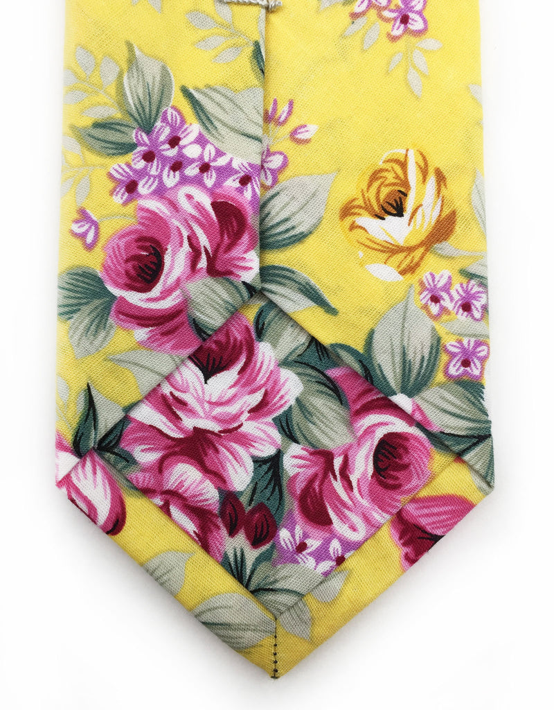 Yellow & Pink Floral Cotton Skinny Tie – GentlemanJoe