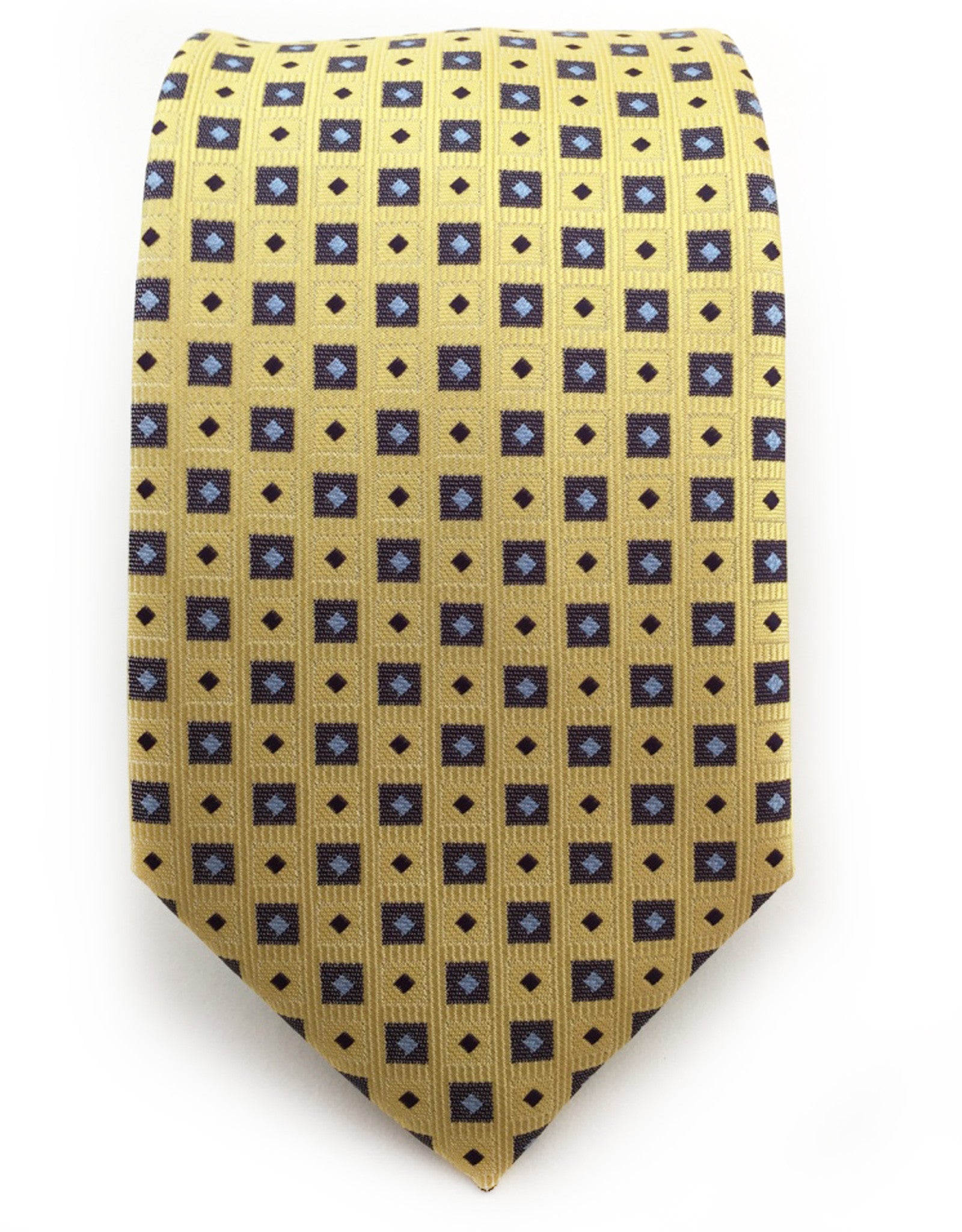 Yellow Tie with Brown Squares & Silver & Brown Diamonds – GentlemanJoe