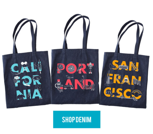 Font Denim Totes