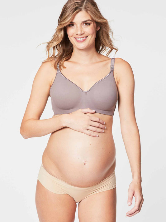 Cake Maternity Mousse Padded Plunge Wire-free Nursing Bra - Beige - Curvy  Bras