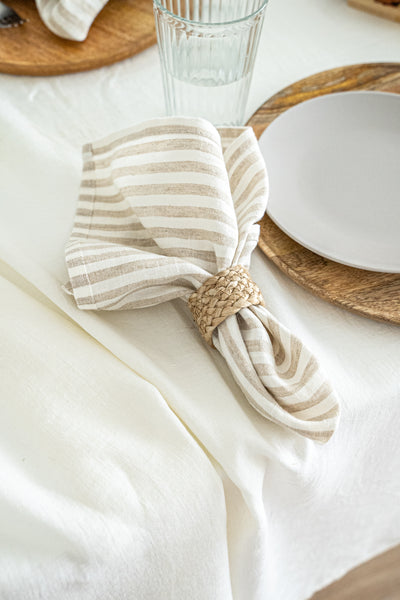 striped linen napkins set