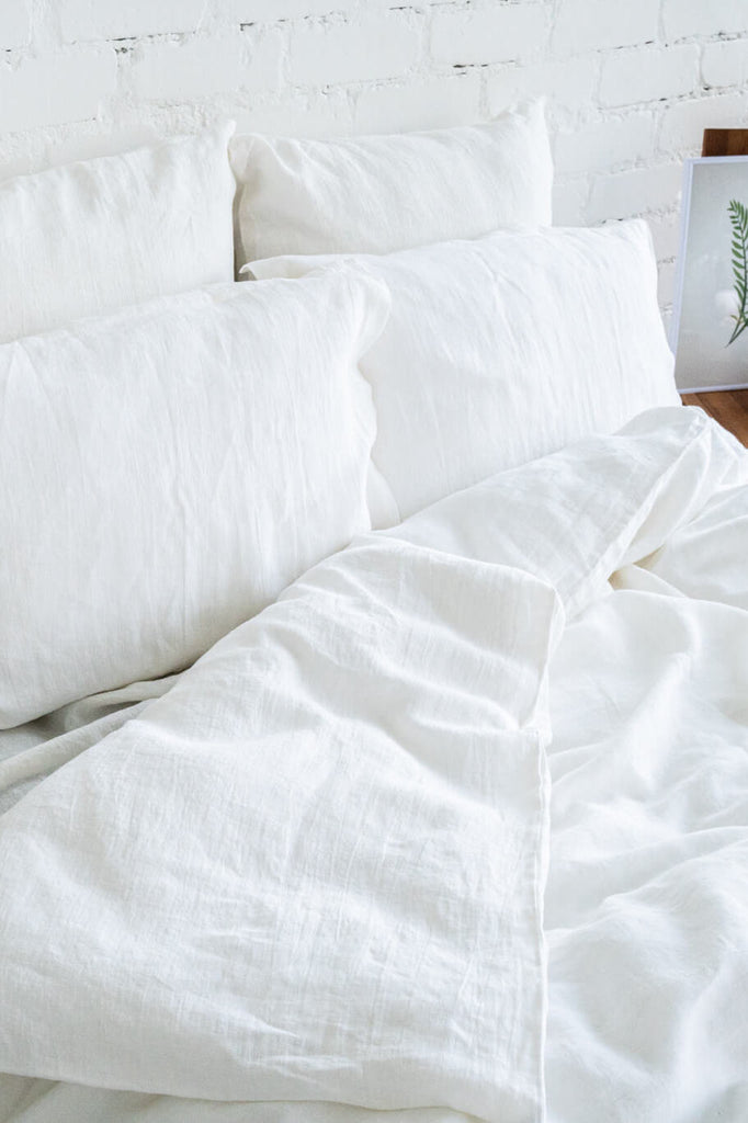 linen bedding set in off white color