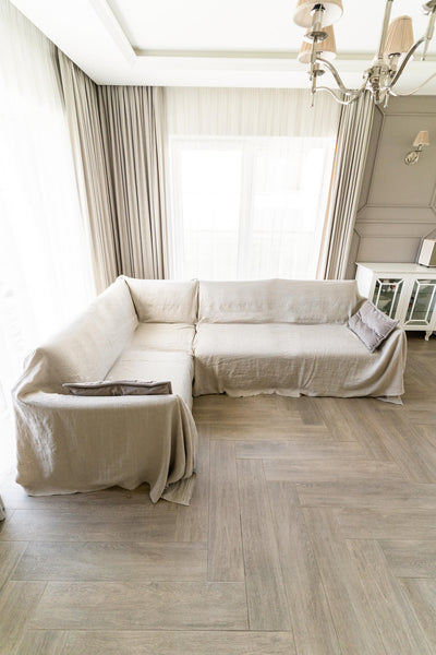 Linen sofa cover