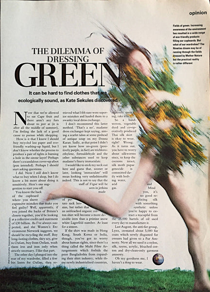 Kate Sekules The Dilemma of Dressing Green Clothes Show magazine 1991