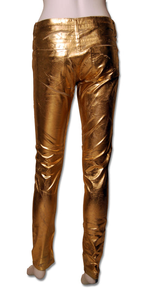 Sold Out Moto Gold Foil Jeans - refashioner