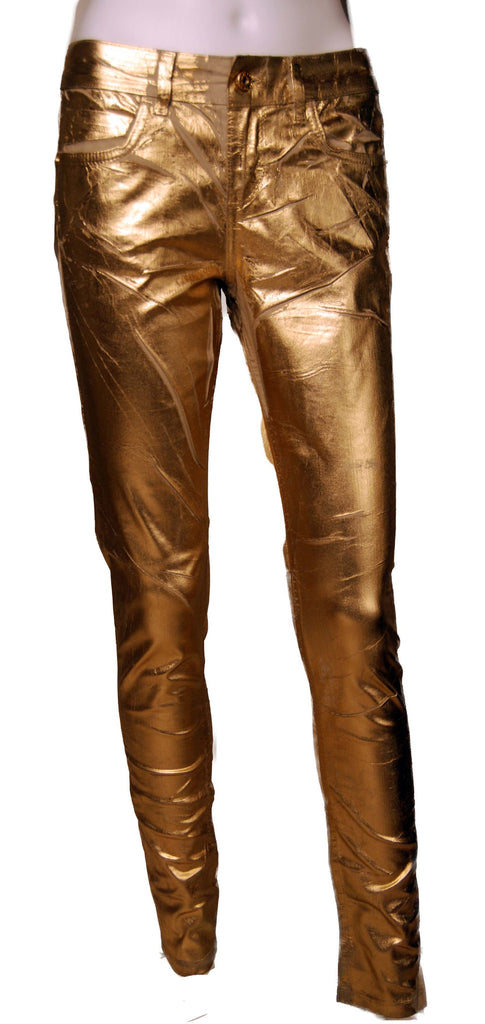 gold lame jeans