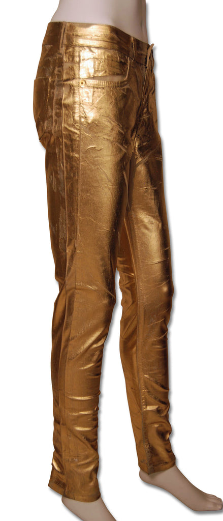 Sold Out Moto Gold Foil Jeans - refashioner