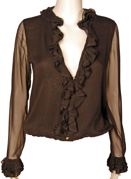 Tom Ford Gucci Chiffon Ruffle Blouse - refashioner