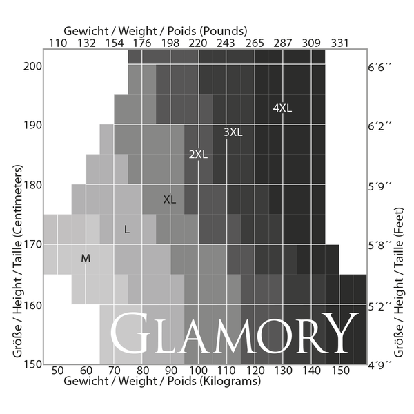 Glamory Size Chart