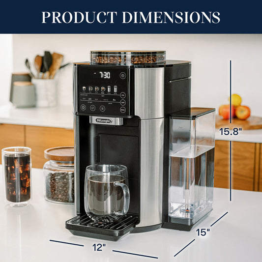 De'Longhi Dinamica Plus, Smart Coffee and Espresso Machine with Coffee Link  Connectivity App and Automatic Milk Frother, Titanium