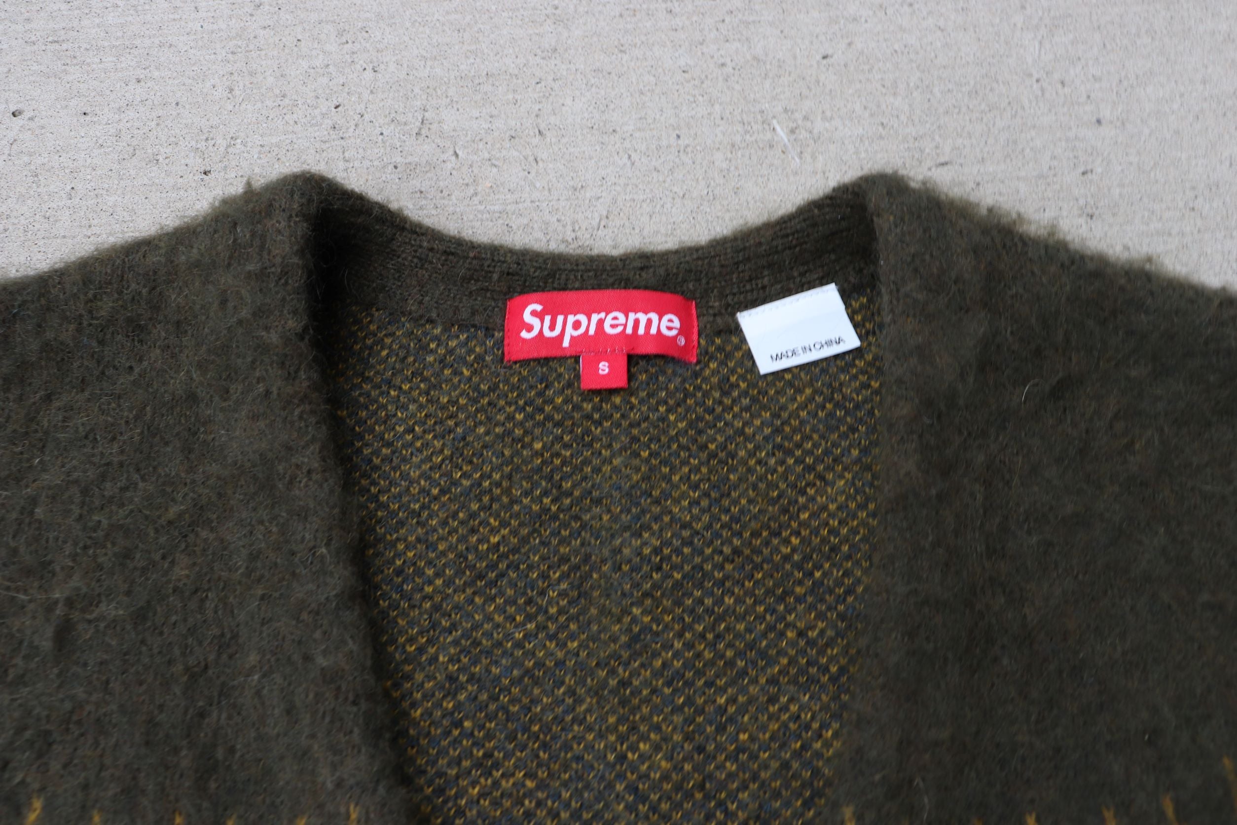 Supreme FW 22 Abstract Stripe Cardigan - Olive