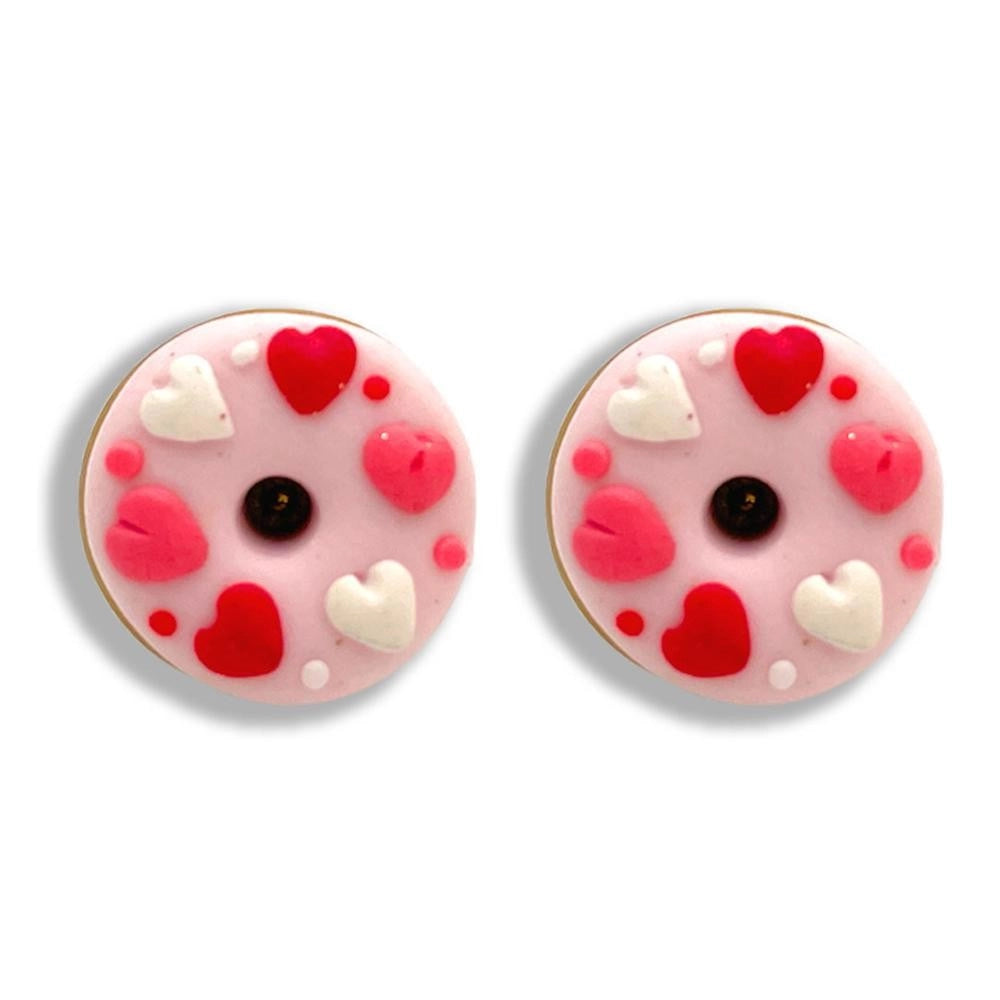 Wholesale polymer Clay Valentine s Day Doughnut Stud Earrings