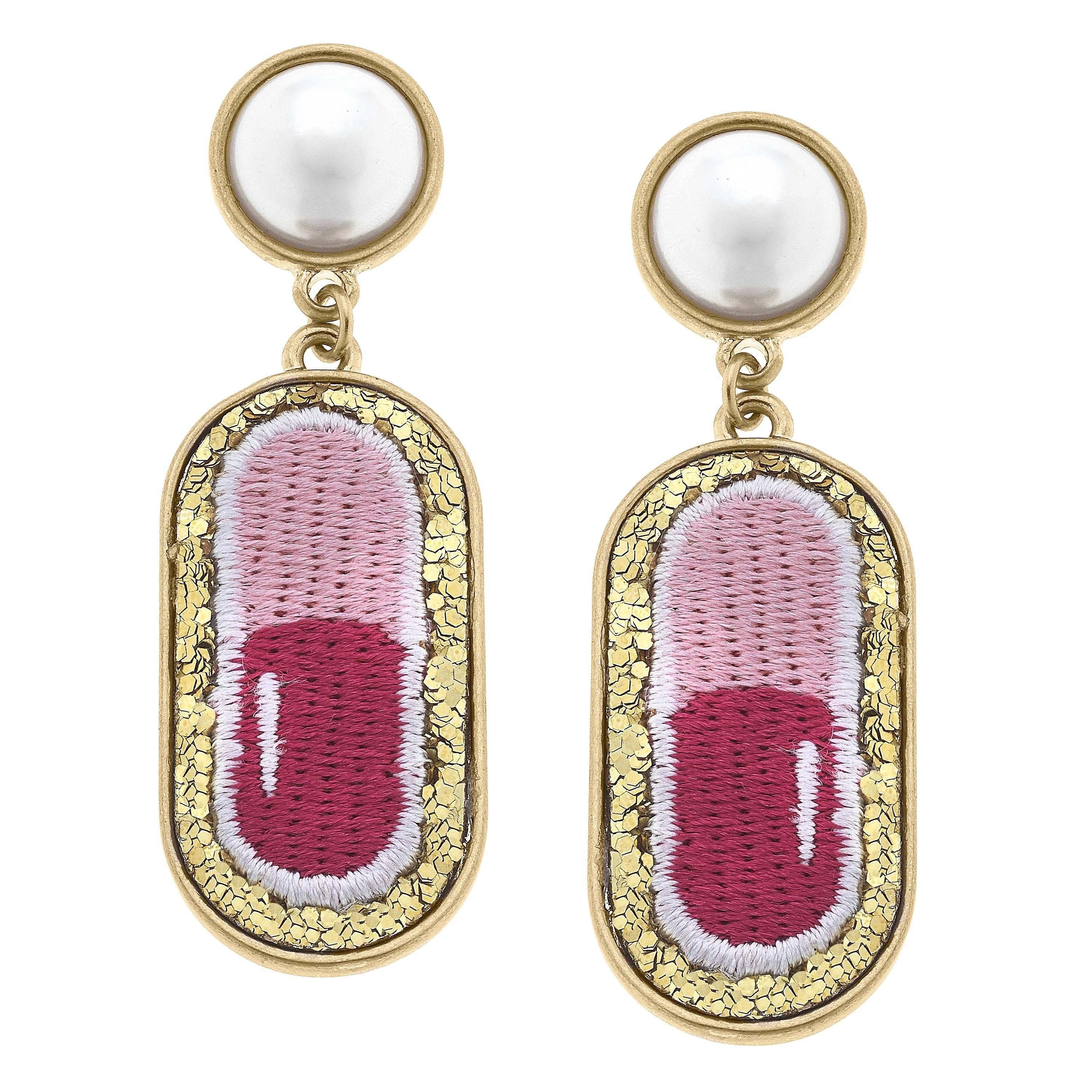 Wholesale pearl Glitter Chill Pill Patch Earrings L