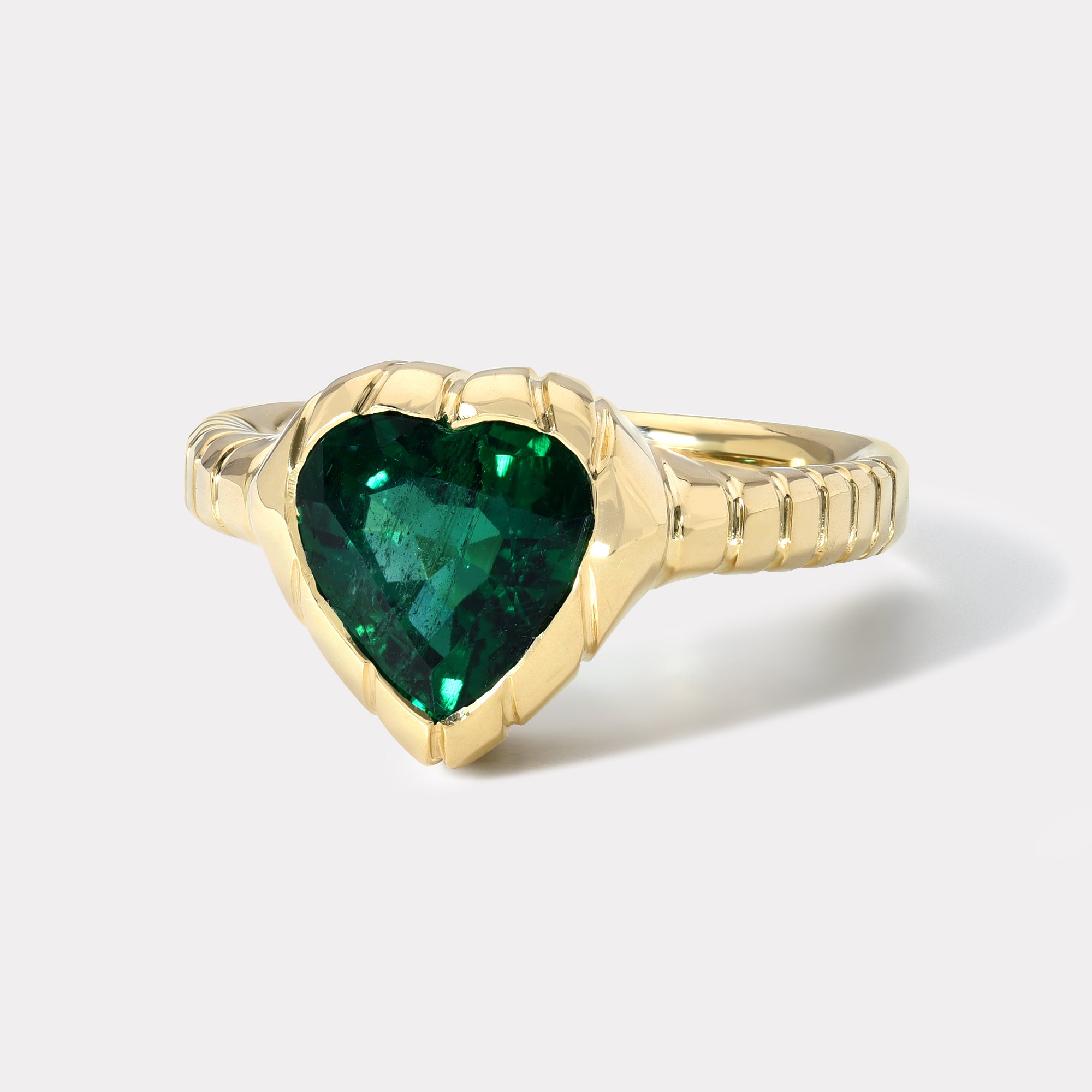 One of a kind Heirloom Bezel Heart Emerald Ring