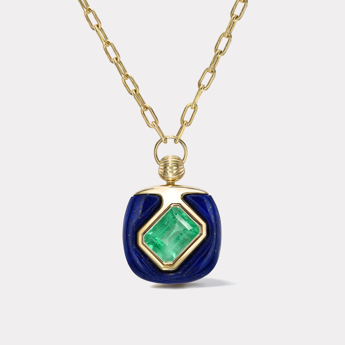 7.98ct Emerald in Lapis Impetus Pendant – Retrouvai | Modern Heirlooms