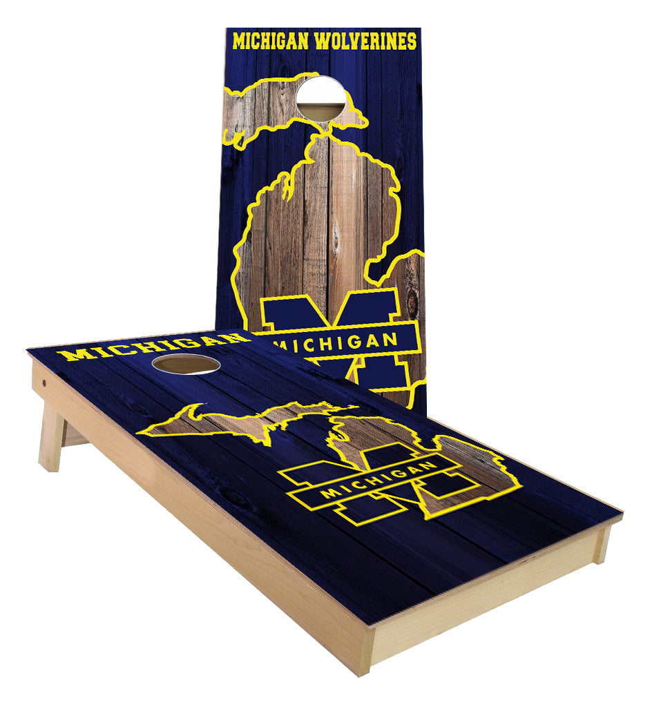 U Of M Michigan Outline Custom Cornhole Boards