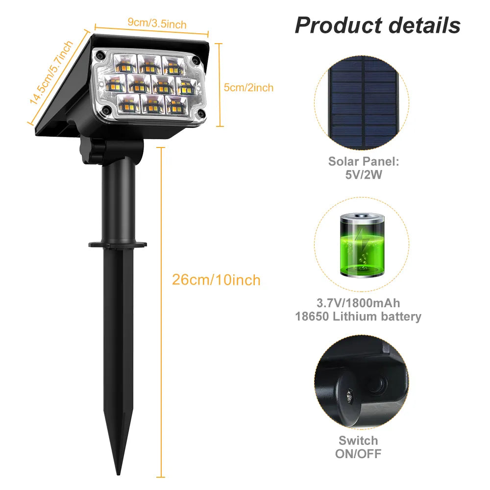 1/2/4PCS Solar Power Light Adjustable ,Light Temperature Solar, Garden Light outdoor IP65 Solar, Lamp Super Bright Solar Spotlight