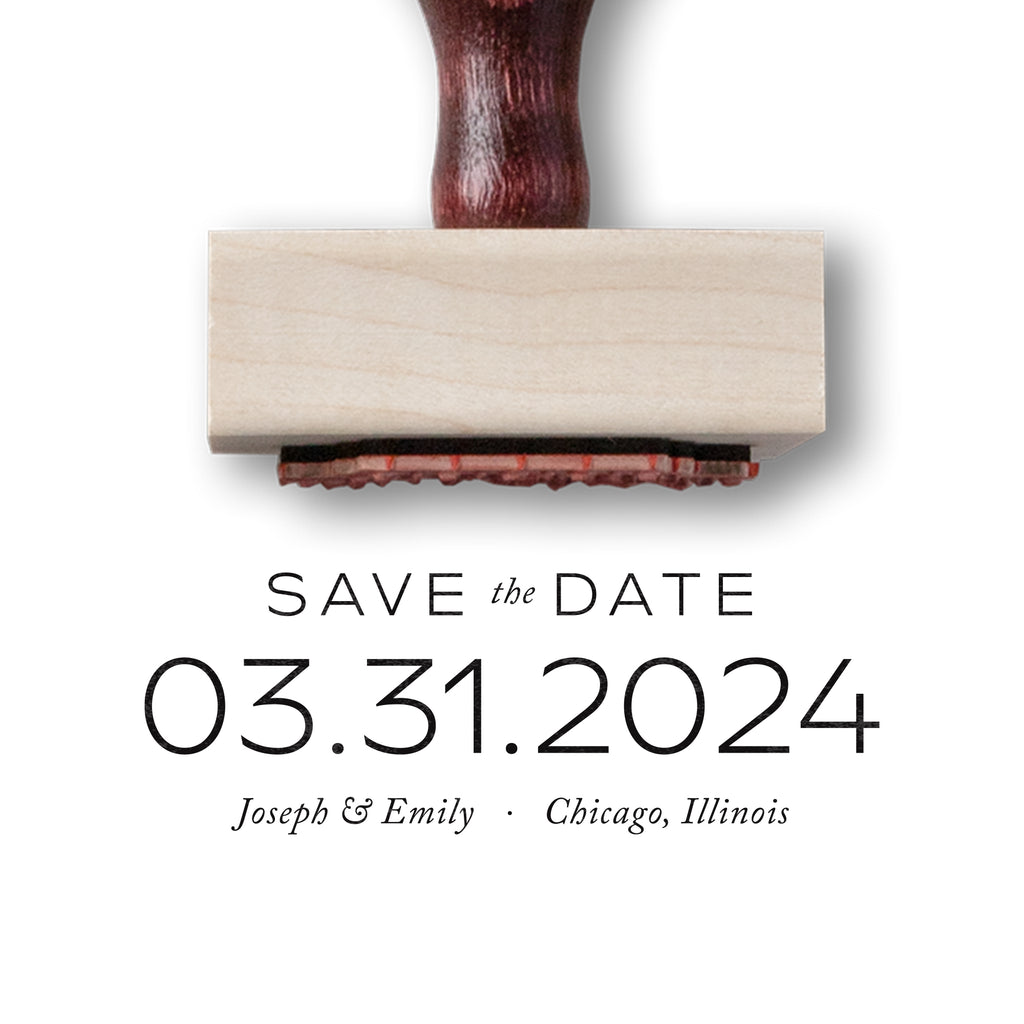 1A SAVE THE DATE Stamp - Large, Wood Handle, Custom