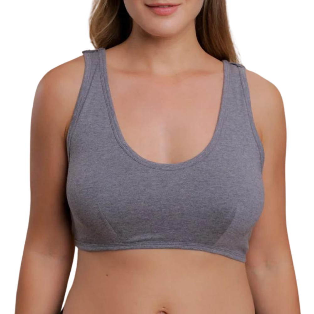 Cottonique Hypoallergenic Organic Cotton Front Closure Support Bra for  Women with Skin Allergies (Melange Grey, 34B) at  Women's Clothing  store