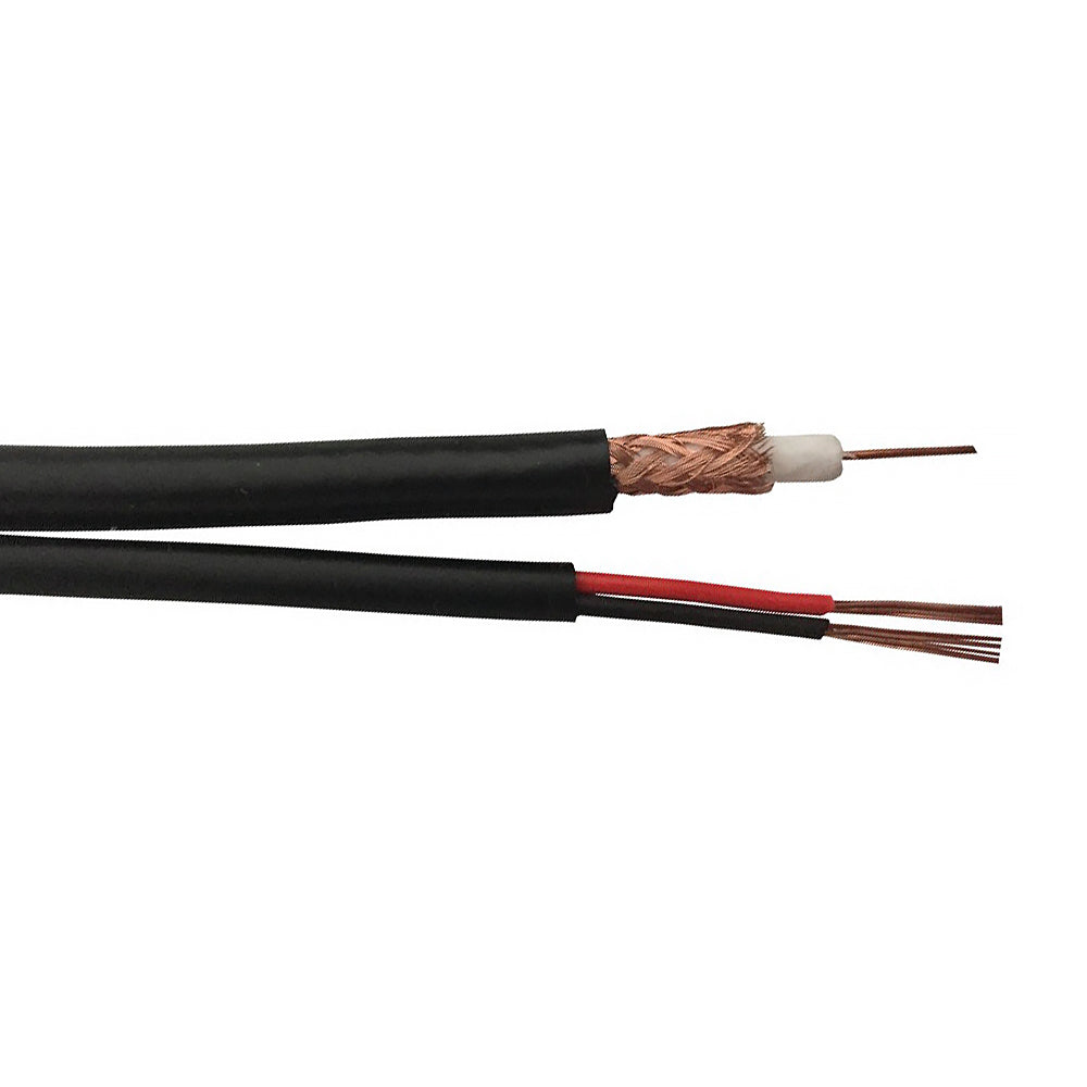 100ft RG59 20AWG BC 95% CCA Braid + 2C 18AWG CCA Siamese Bulk Cable CMR - Black